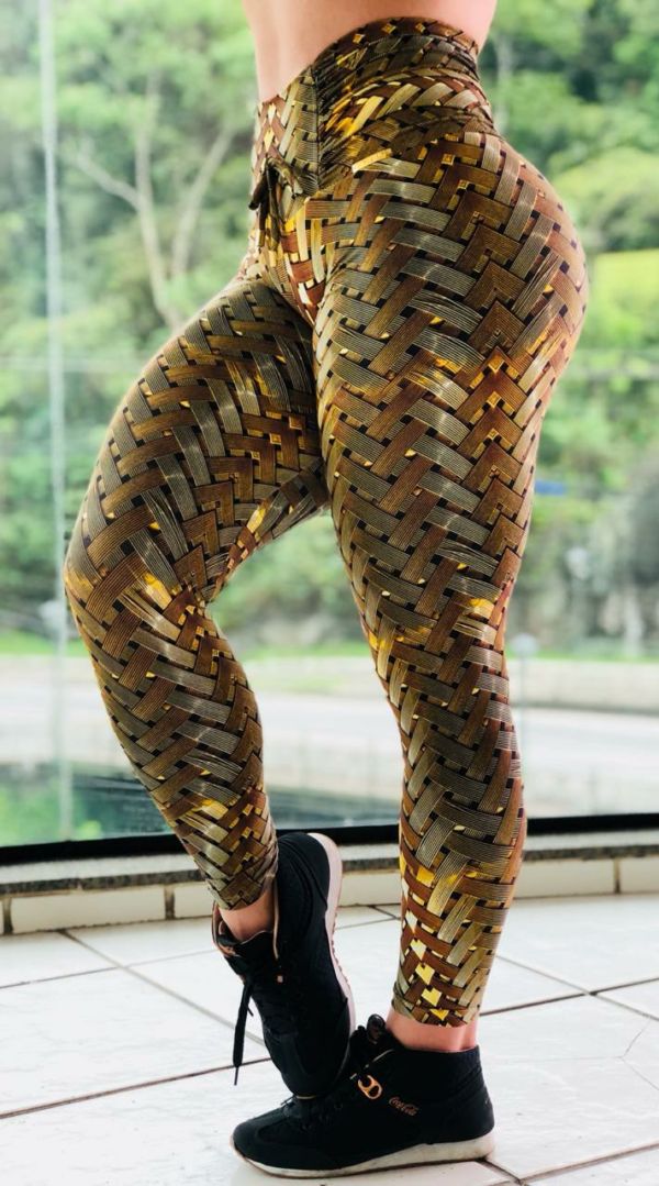 Legging Drapeada Futurista Dourado