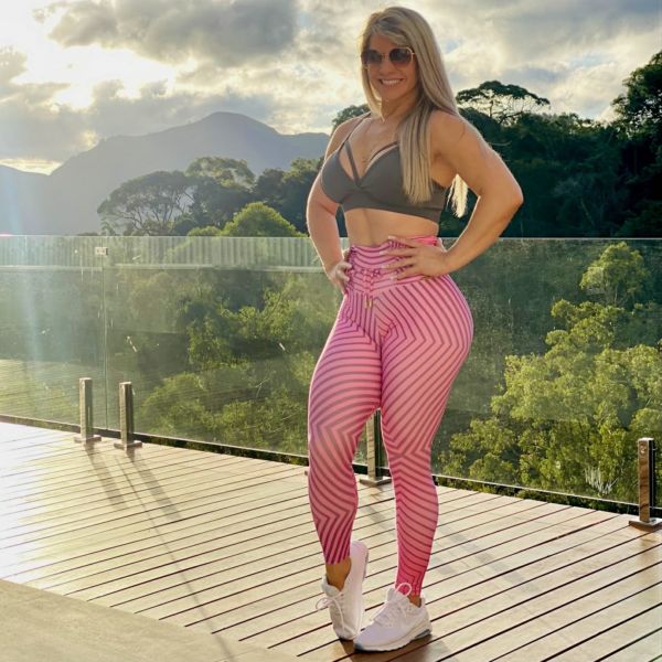 Legging Cós Drapeado Alta Frequência Chiclete Exclusiva