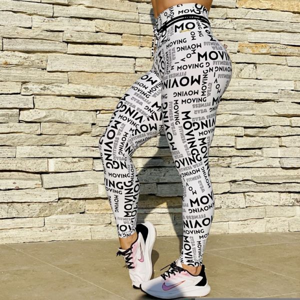 Legging Comum Lettering Preta e Branca Exclusiva