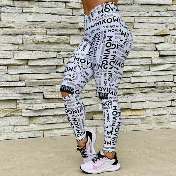 Legging Enjoy Empina Bumbum Lettering Preta e Branca Exclusiva