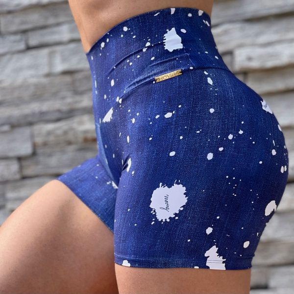 Short Empina Bumbum Splatter Jeans White Exclusivo - Image 2