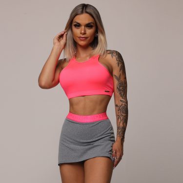 SHORT-SAIA FUNNY MESCLA COM ELÁSTICO ROSA NEON
