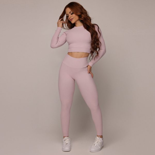 LEGGING HEART JACQUARD CANELADO ROSA SECO - Image 10