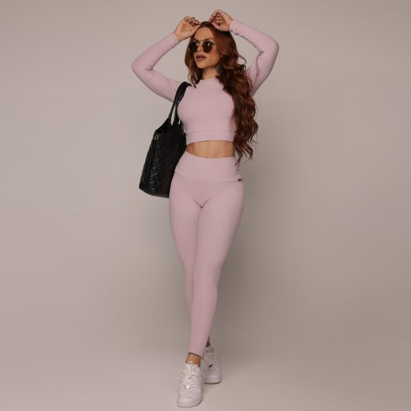 LEGGING HEART JACQUARD CANELADO ROSA SECO - Image 11