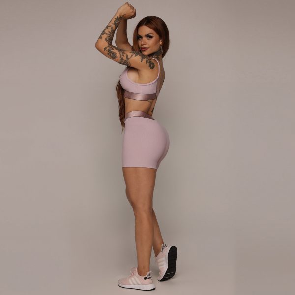 SHORT ÉPIC JACQUARD CANELADO ROSA SECO - Image 6