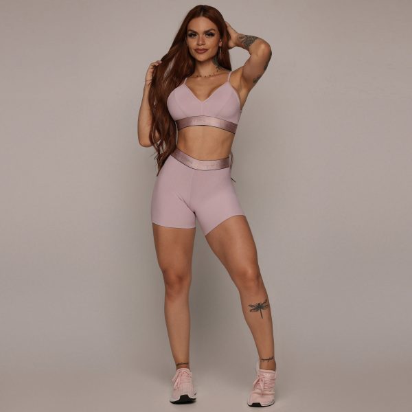 SHORT ÉPIC JACQUARD CANELADO ROSA SECO - Image 8