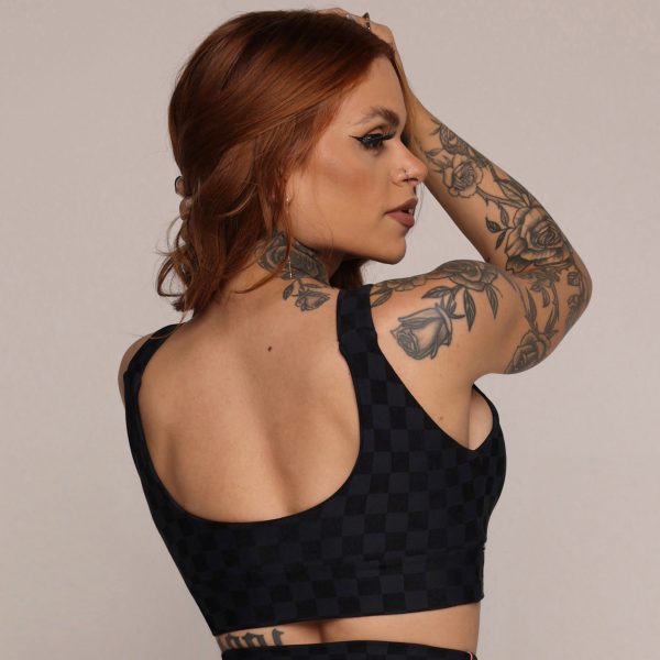 TOP FAIXA JACQUARD XEQUE-MATE PRETO - Image 2