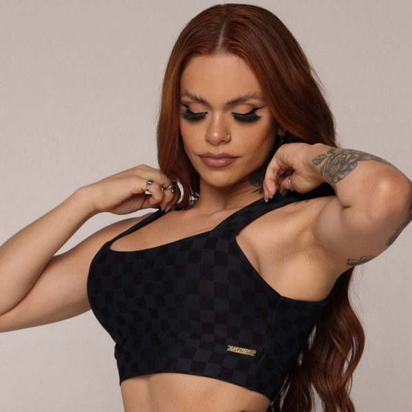 TOP FAIXA JACQUARD XEQUE-MATE PRETO - Image 3