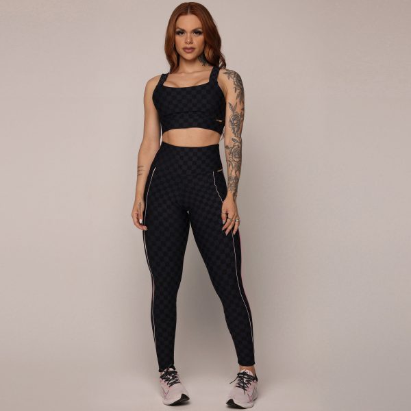TOP FAIXA JACQUARD XEQUE-MATE PRETO - Image 4