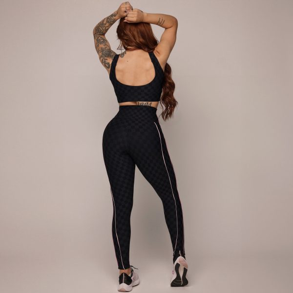 TOP FAIXA JACQUARD XEQUE-MATE PRETO - Image 5