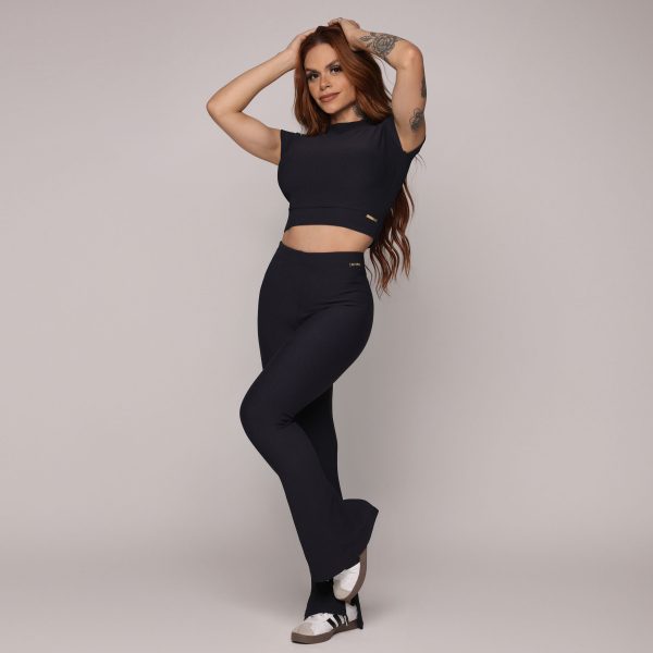 CROPPED CARMEL JACQUARD CANELADO PRETO - Image 5