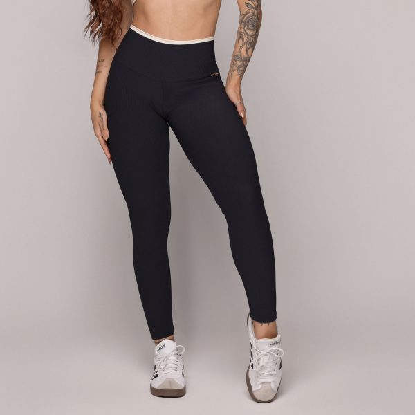 LEGGING BICOLOR EMPINA BUMBUM JACQUARD CANELADO PRETO - Image 3