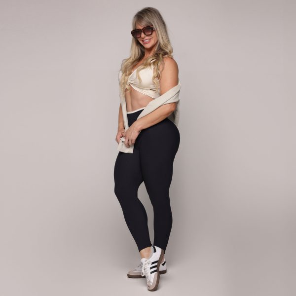 LEGGING BICOLOR EMPINA BUMBUM JACQUARD CANELADO PRETO - Image 5