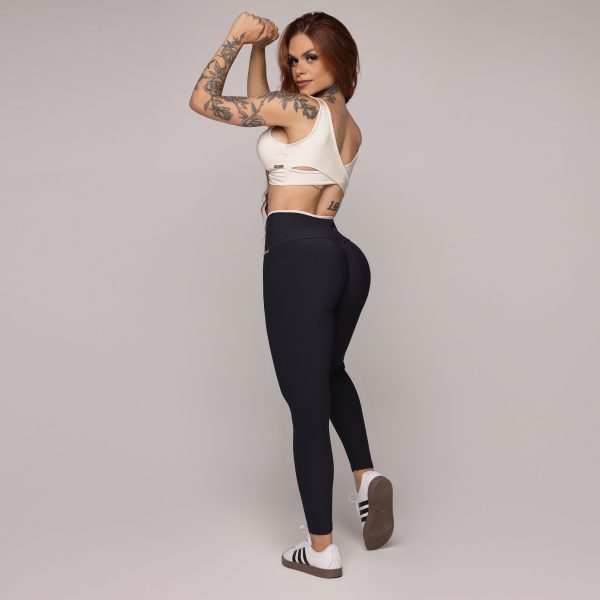 LEGGING BICOLOR EMPINA BUMBUM JACQUARD CANELADO PRETO - Image 11