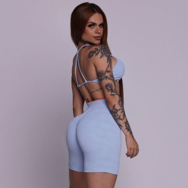 SHORT BICOLOR EMPINA BUMBUM JACQUARD ROUND CÉU AZUL - Image 3