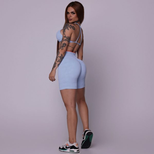 SHORT BICOLOR EMPINA BUMBUM JACQUARD ROUND CÉU AZUL - Image 9