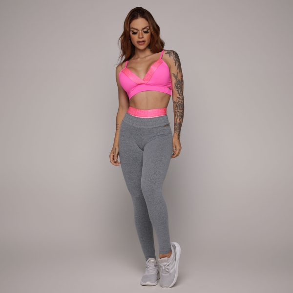LEGGING BOXER EMPINA BUMBUM MESCLA COM ELÁSTICO ROSA NEON - Image 8