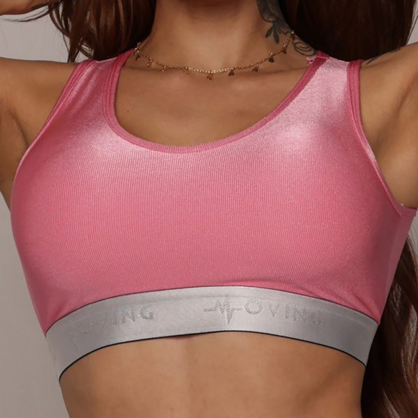 TOP FIT GLOSSY ROSA CHICLETE COM ELÁSTICO