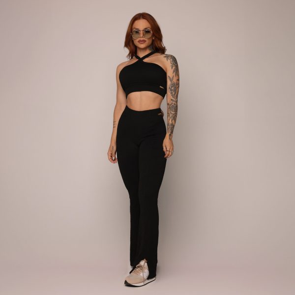 CALÇA FLARE JACQUARD FLUFFY BLACK - Imagem 4