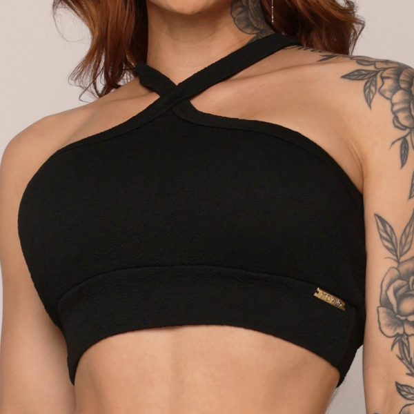 TOP TULIPA JACQUARD FLUFFY BLACK