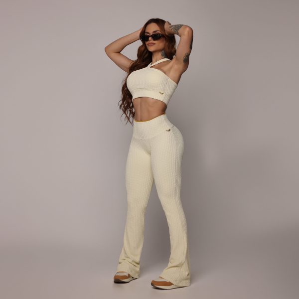 CALÇA FLARE JACQUARD SAVOIR BAUNILHA - Imagem 3