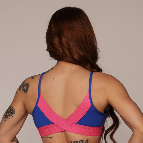 TOP MILANO AZUL SAFIRA COM ELÁSTICO ROSA NEON - Imagem 2