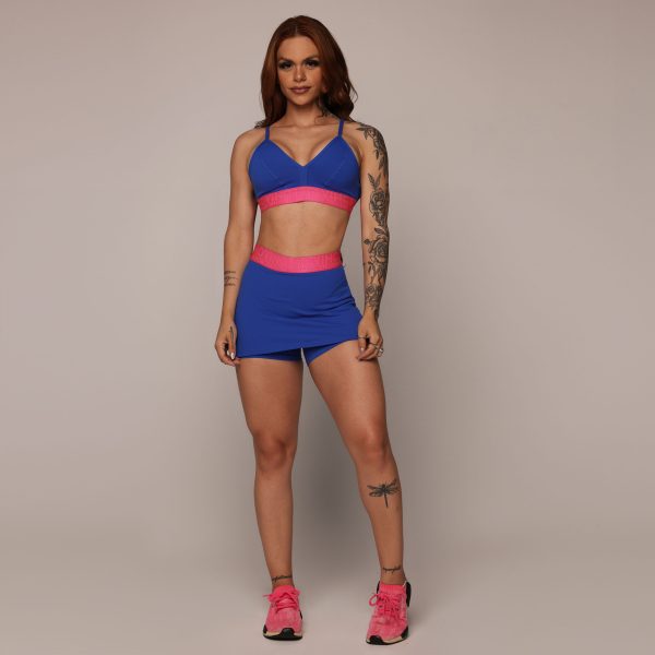 TOP MILANO AZUL SAFIRA COM ELÁSTICO ROSA NEON - Imagem 5