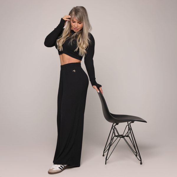 CALÇA PANTALONA CANELADO PRETO