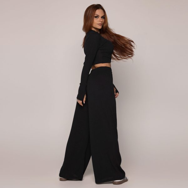 CALÇA PANTALONA CANELADO PRETO - Imagem 3