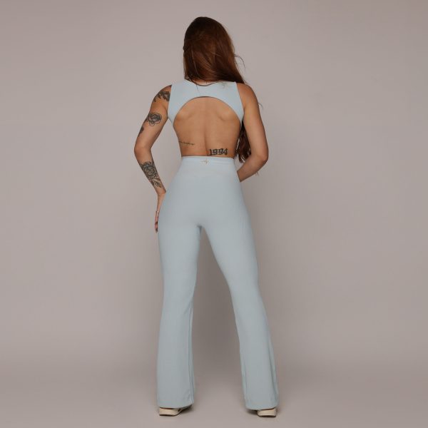 MACACÃO CHIPRE FLARE JACQUARD CANELADO AZUL SERENITY - Imagem 4