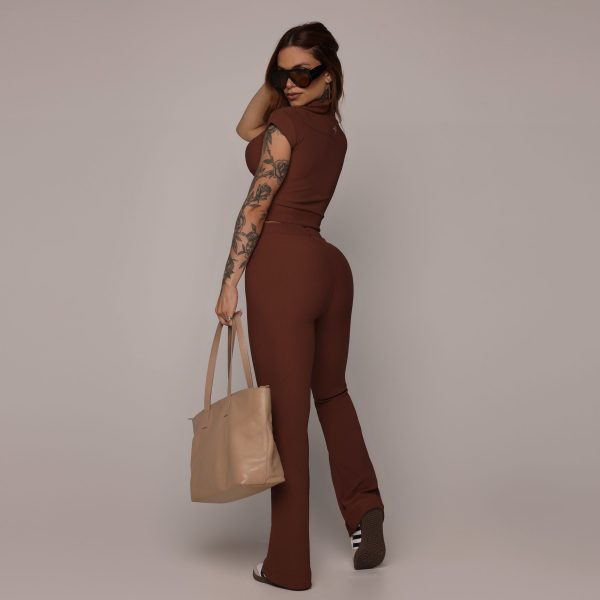CALÇA FLARE JACQUARD CANELADO DOLCE - Imagem 4