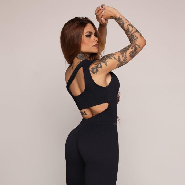 MACACÃO GOTA EMPINA BUMBUM JACQUARD SAVOIR PRETO - Imagem 2