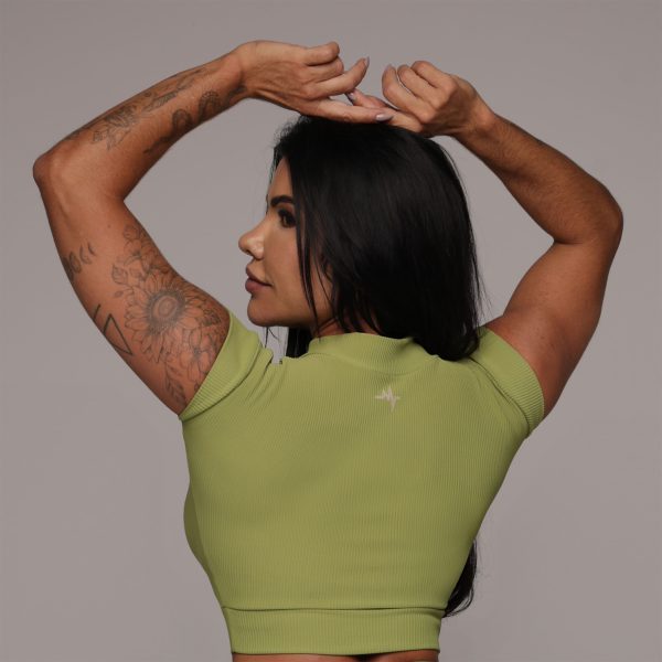 CROPPED CARMEL JACQUARD CANELADO VERDE OLIVA - Imagem 2