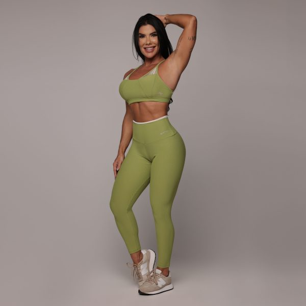 LEGGING HEART JACQUARD CANELADO VERDE OLIVA - Imagem 3