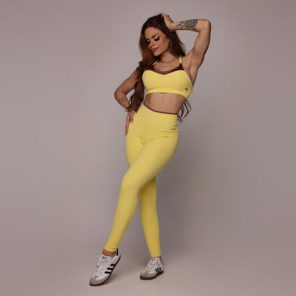 LEGGING HEART BICOLOR JACQUARD FLOWERS HONEY - Imagem 4