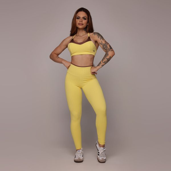 LEGGING HEART BICOLOR JACQUARD FLOWERS HONEY - Imagem 5