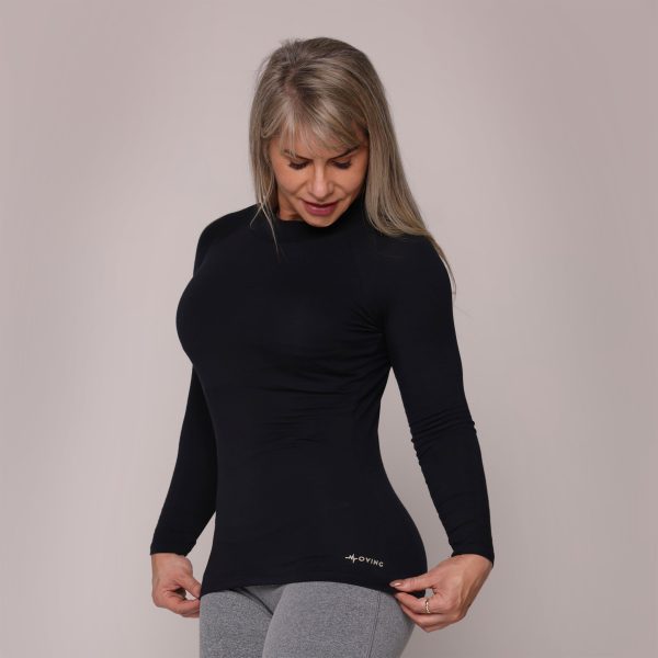 BLUSA ISTAMBUL MANGA LONGA TECH MODAL PRETO